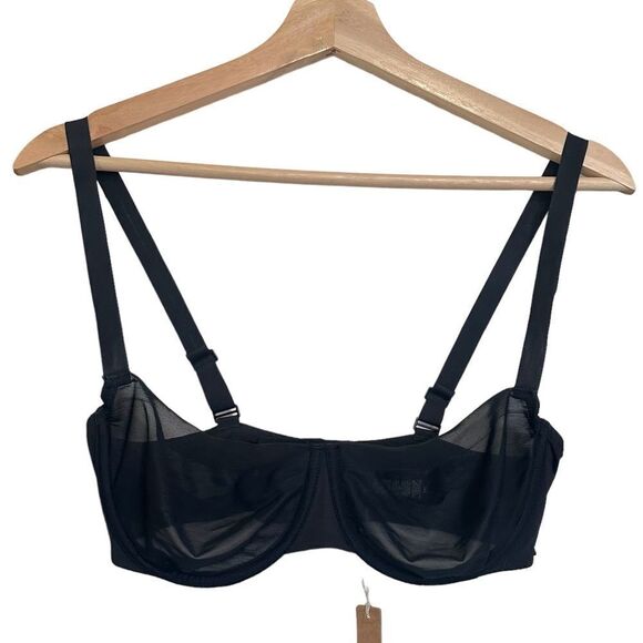 NWT SKIMS No Show Molded Unlined Balconette Sexy Sheer Lingerie In Onyx Black - Picture 5 of 8